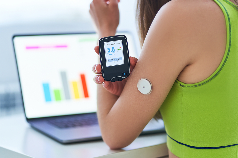 Woman surrounded by wearables and their health data